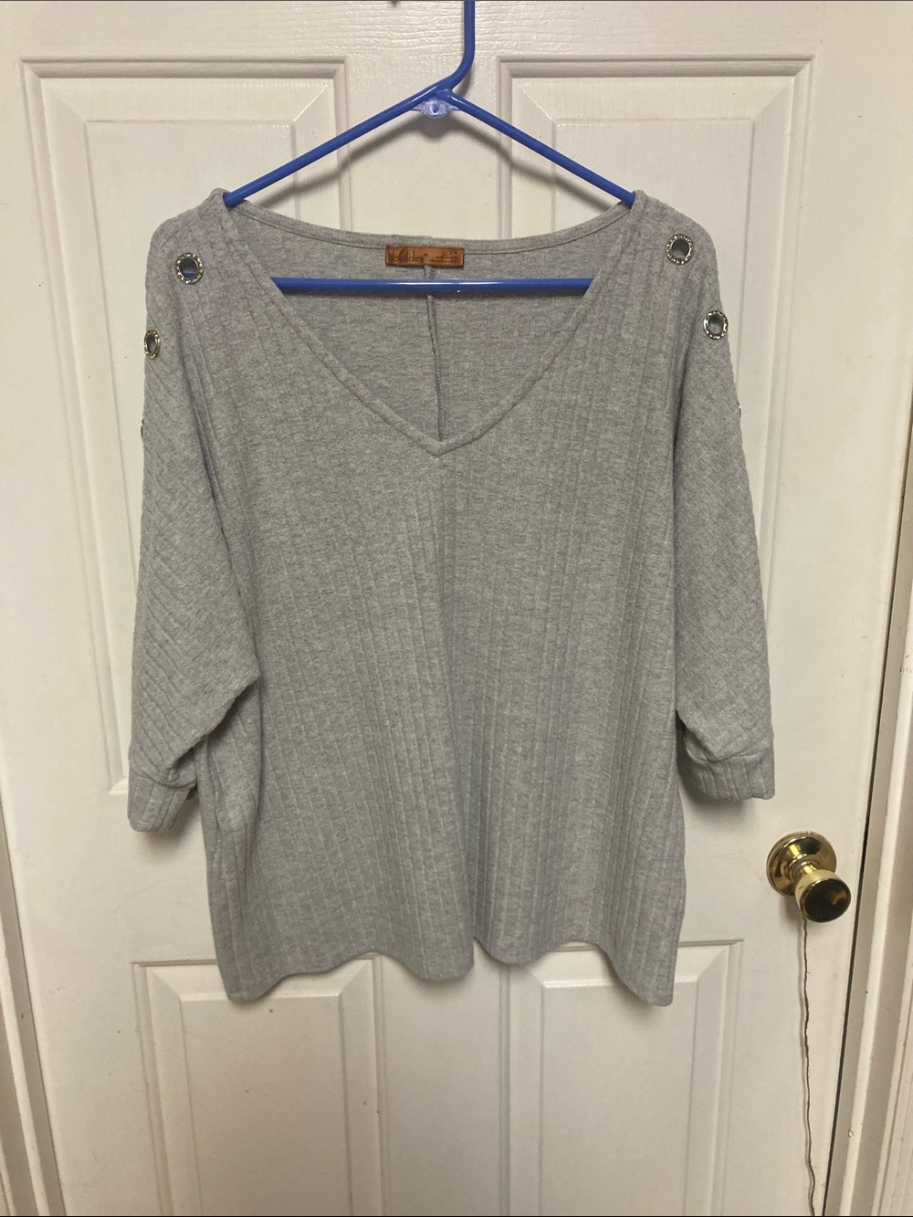Belldini Light Gray Ribbed Knit Top